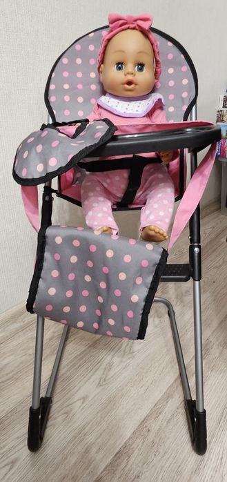 Krzesełko do karmienia i łóżeczko dla lalki zestaw
