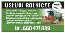 Usługi rolnicze:uprawa;transport;załadunek,omłot zboża,rzepak,kukurydz