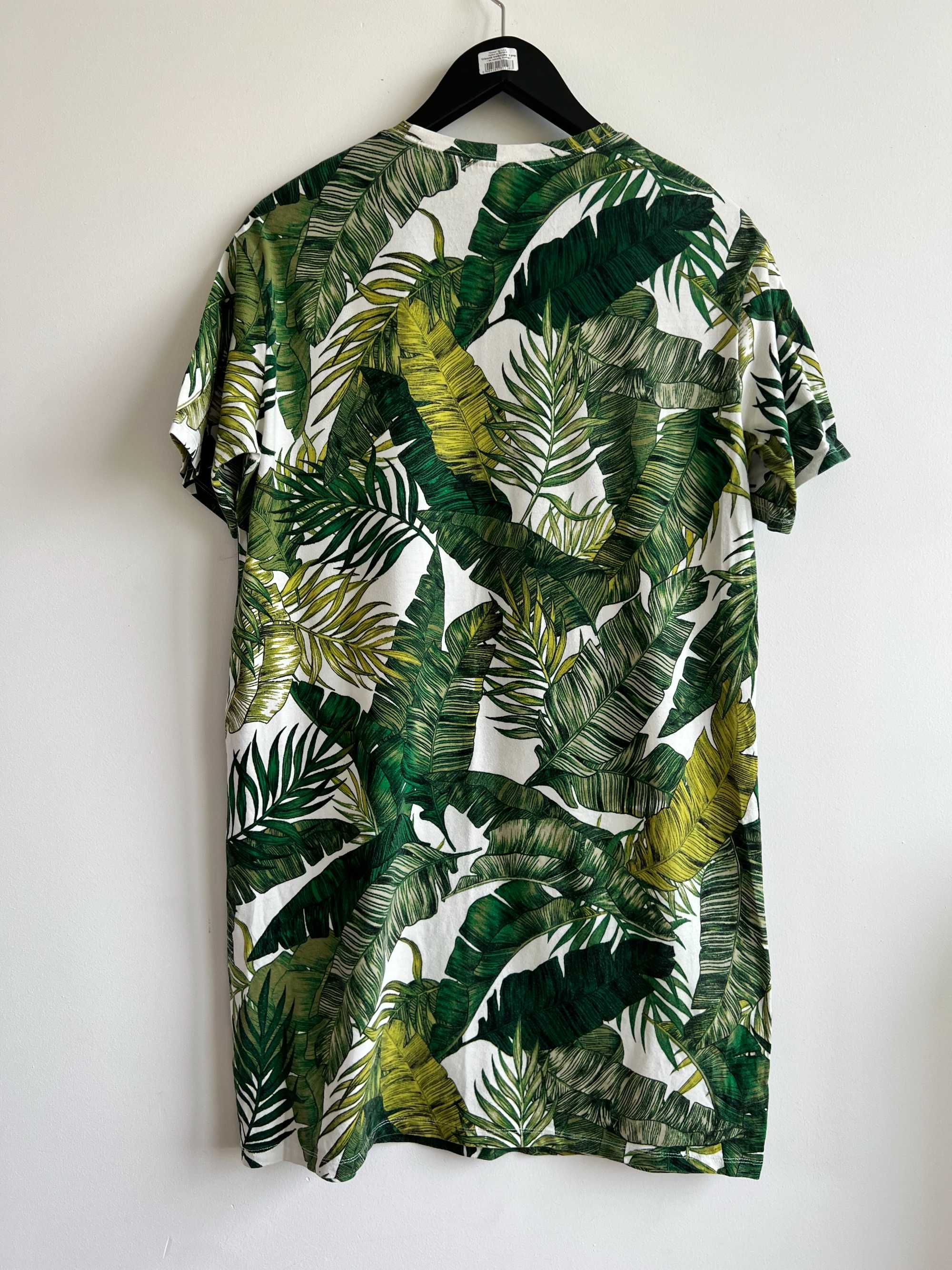 H&M długi t-shirt tunika sukienka damska Tokyo palmy liście bawełna S