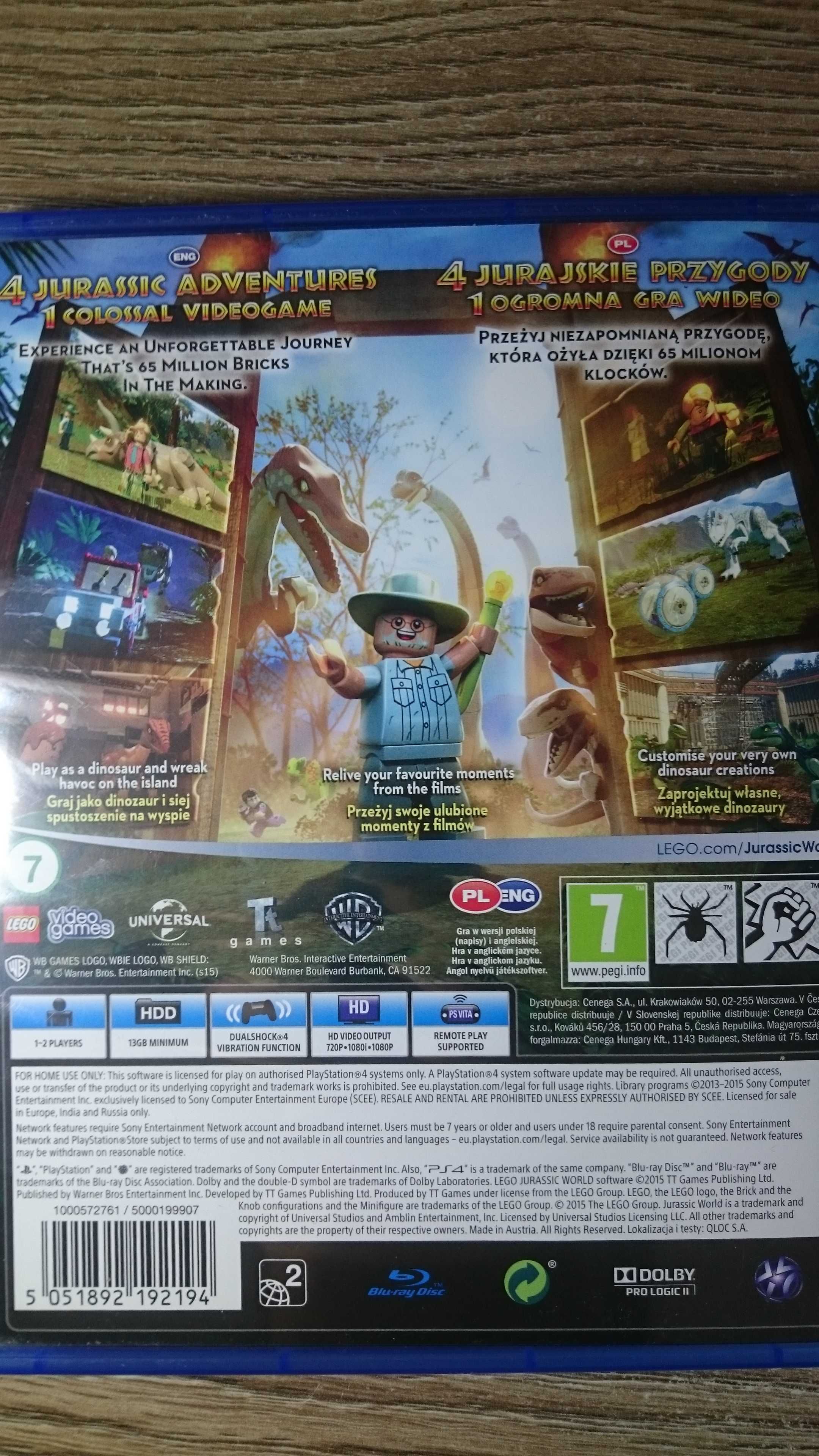 Lego Jurassic World park jurajski ps4 playstation 4 minecraf spiderman