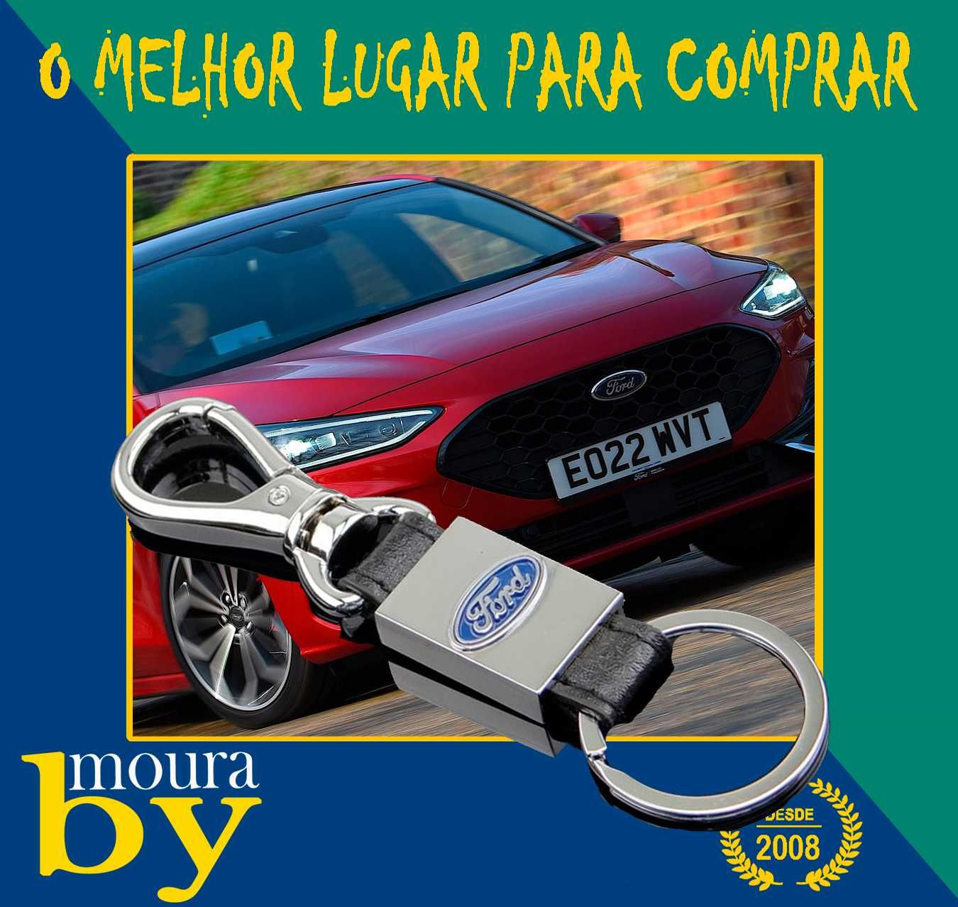 Porta Chaves Ford metálico e cabedal personalizados