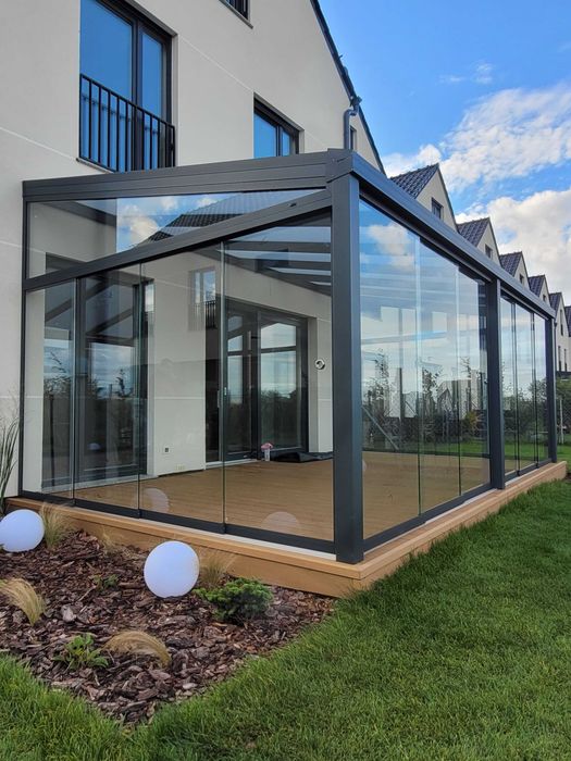 Zadaszenie tarasowe z aluminium / szkło przesuwne / darmowy projekt