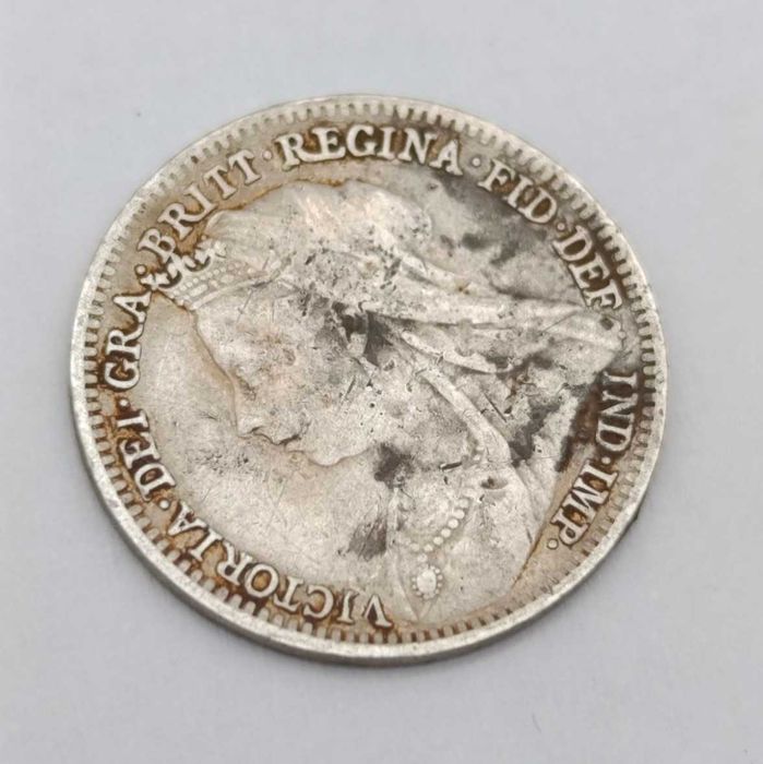 Moeda de prata de 3 pence da Grã-Bretanha de 1899 (Reservado)