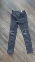 Jeggings z kotkami H&M rozm. 140 cm jeansowe czarne