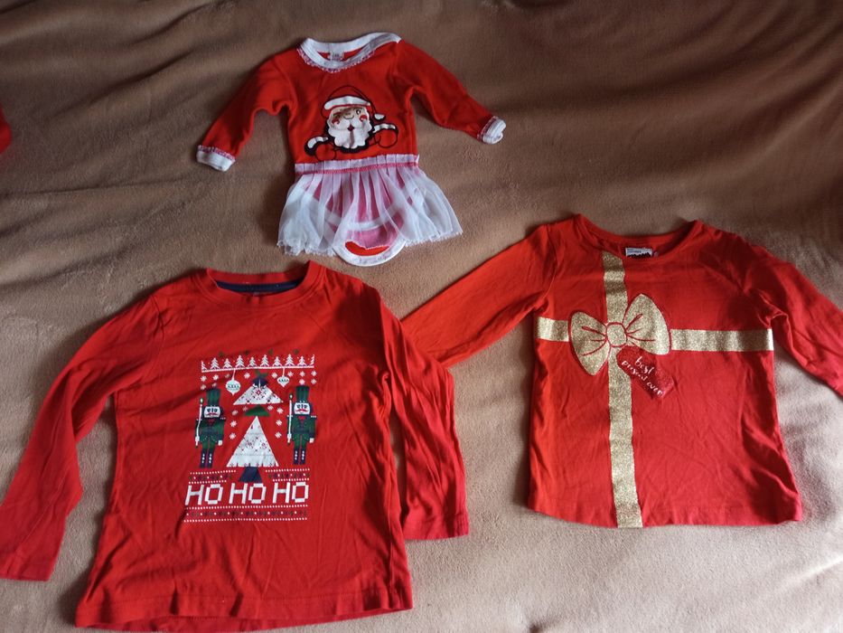 Świąteczne bluzki dla dzieci, różne rozmiary
