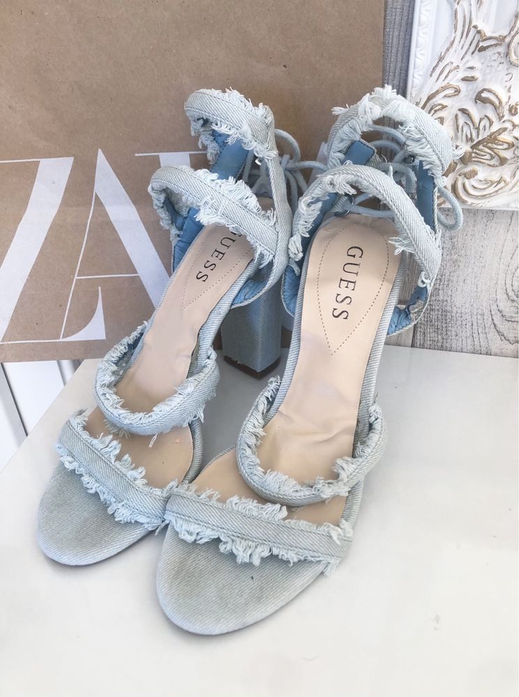 Buty obcasy sandaly guess evira jeansowe alternative