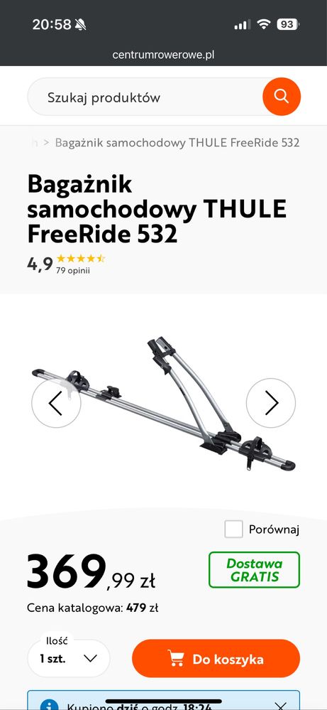 Bagaznik belki Taurus + uchwyt na rower Thule Bmw F30