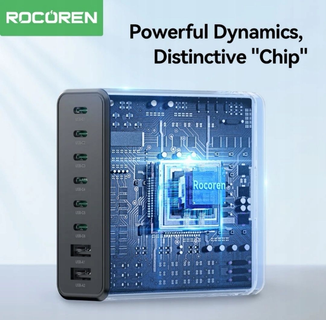 Rocoren 200W 8 w 1 wieloportowa szybka ładowarka USB typu C PD do komp