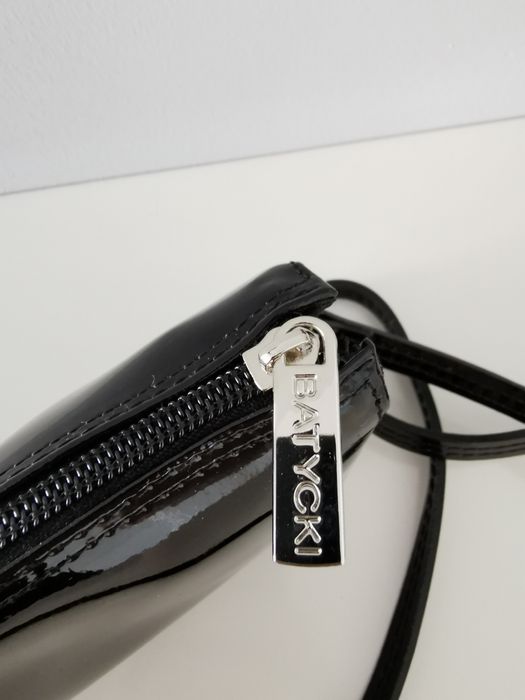 Mini torebka BATYCKI, kopertówka, czarna, połysk,