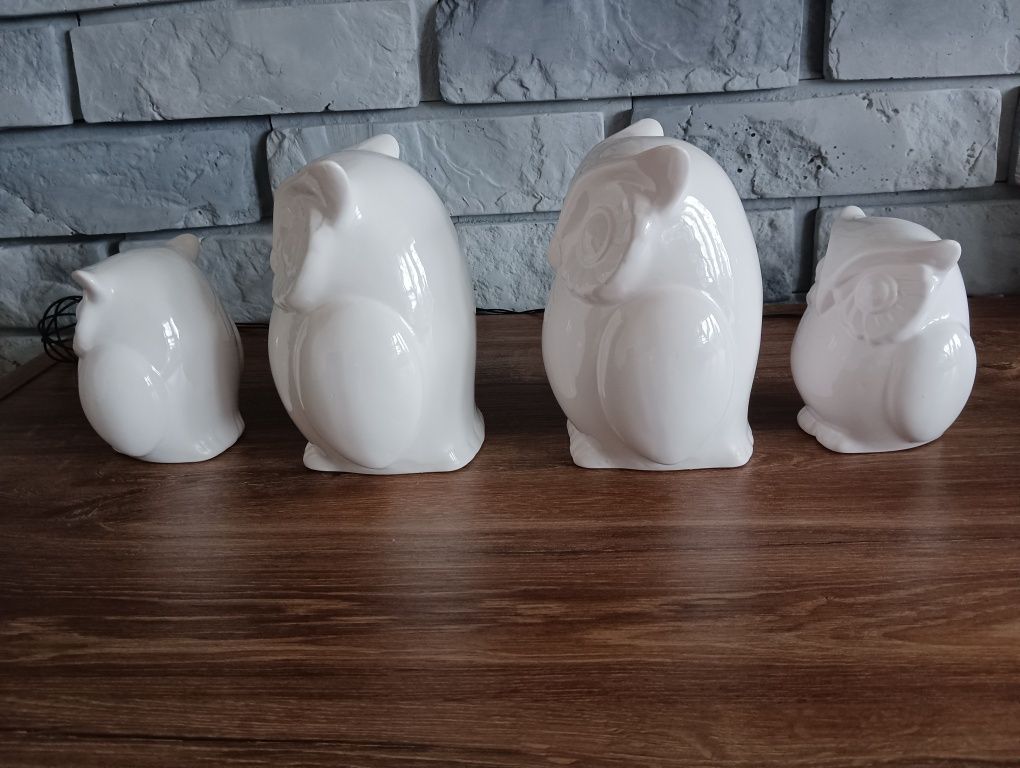 4x sowa ceramiczna: 2 duże 14.5cm , 2 małe 10cm