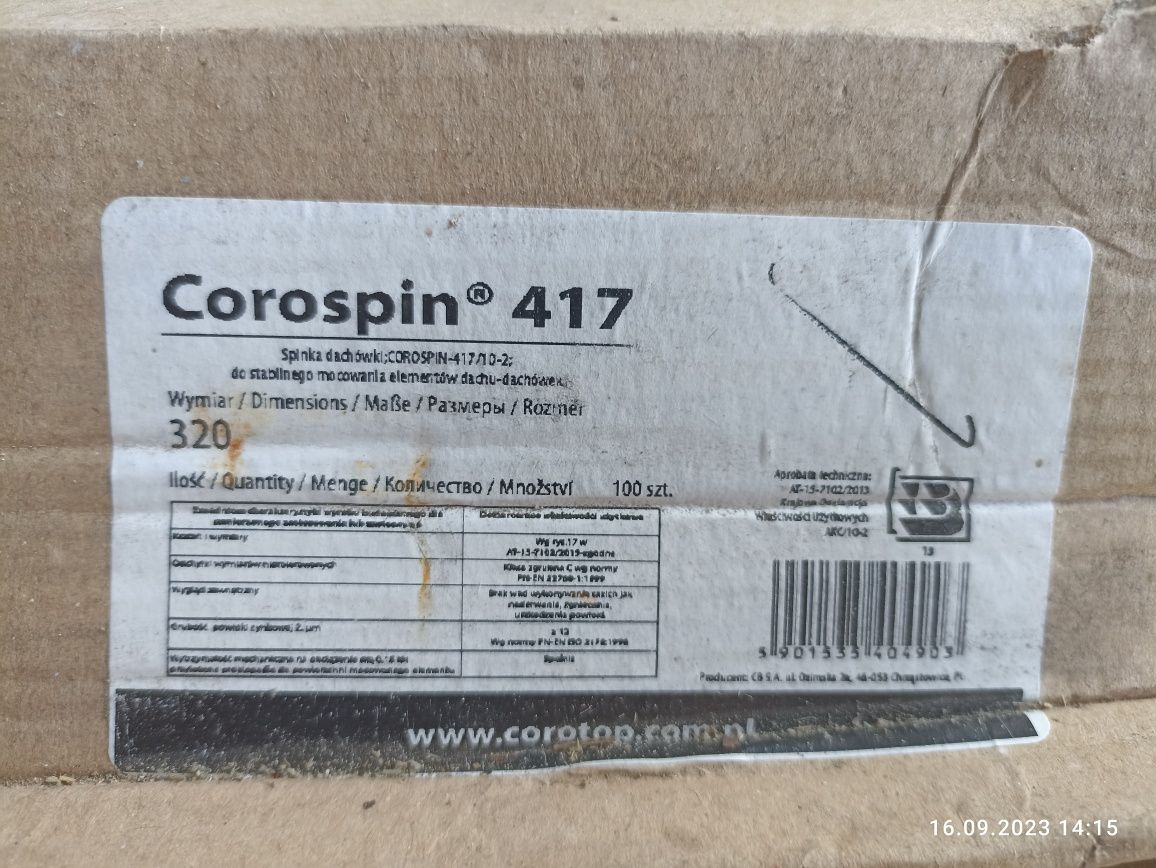 Spinka dachówki corospin 417