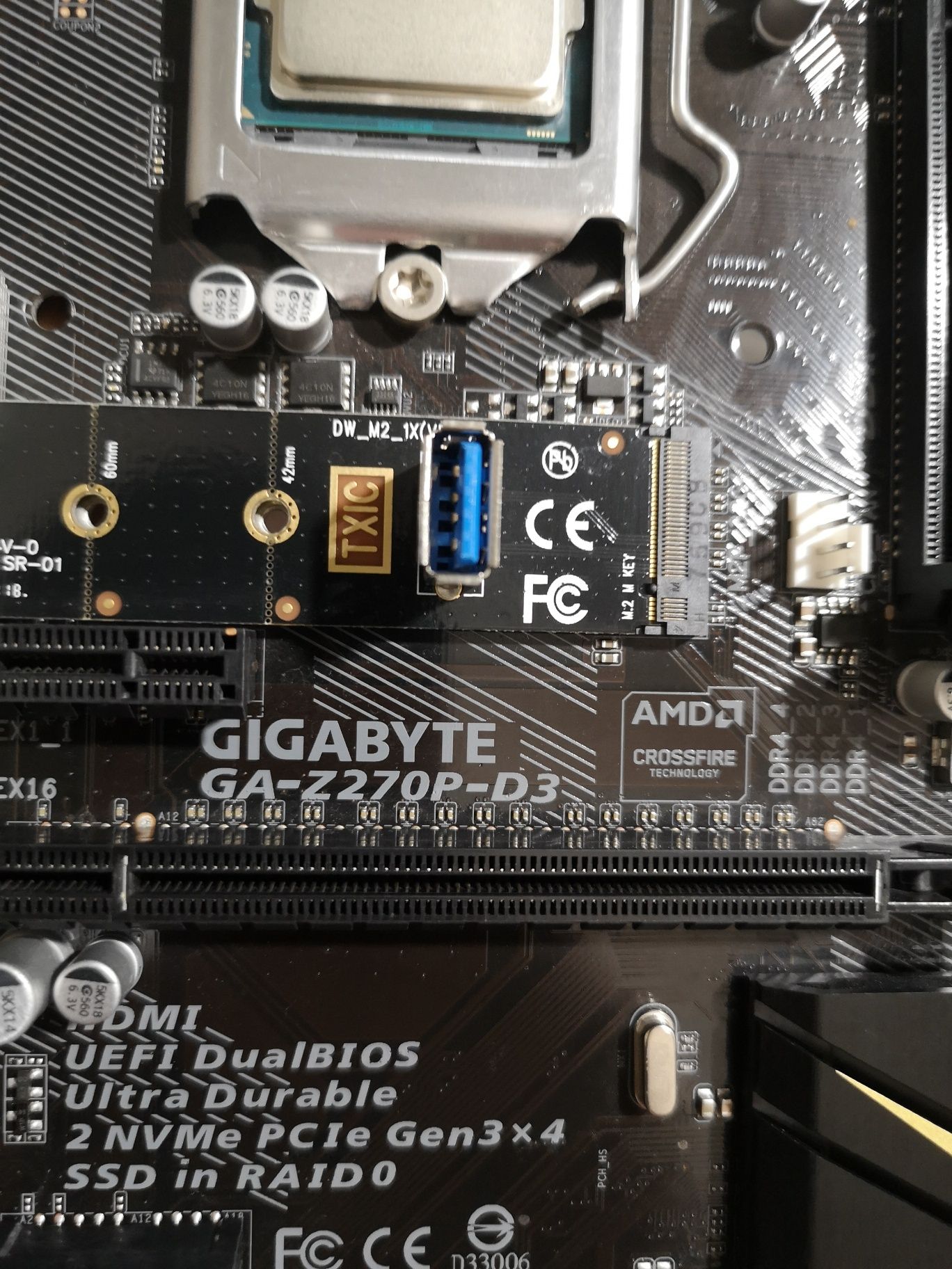 Материнская плата gigabyte ga-z270p-d3 + DDR4 4гб, celeron g3900