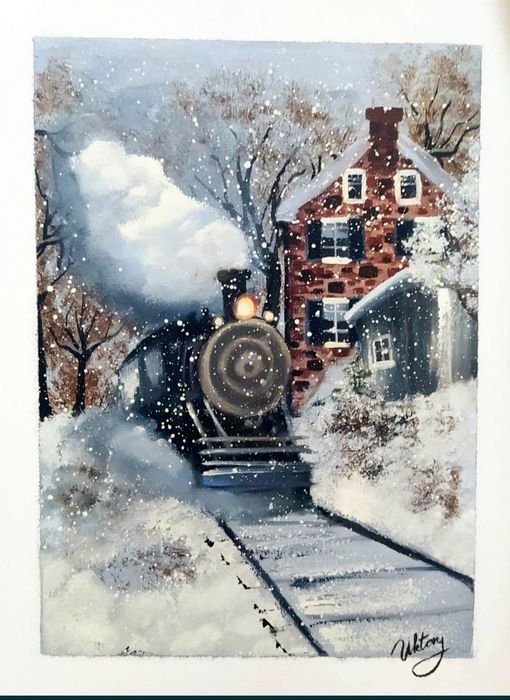 Картина, олія, Потяг на Форт-Вільям, ручна робота