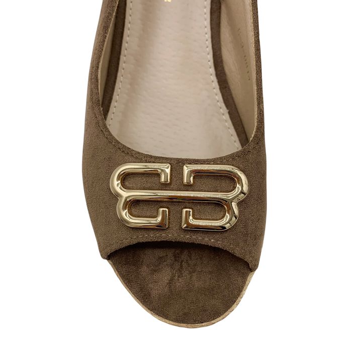 Sandały damskie na koturnie brązowe espadryle 39 Ellen cappuccino