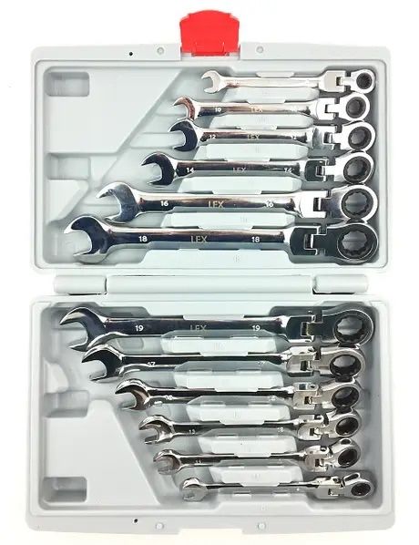 Набор ключей рожково-накидных с трещоткой 12 штук LEX 1578 | 8-19мм
