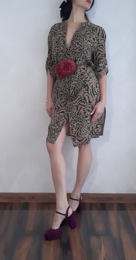 100% cotton leopard dress Made in Italy Bawełnian sukienka w panterkę