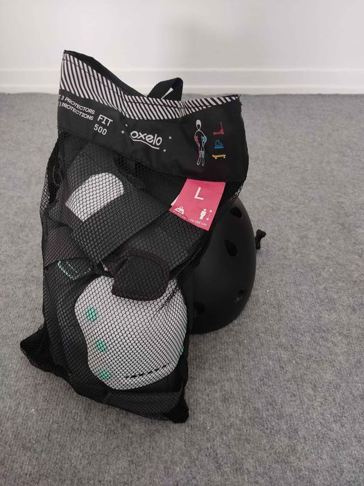 Capacete + cotoveleiras + joelheiras e luvas de proteção NOVO*