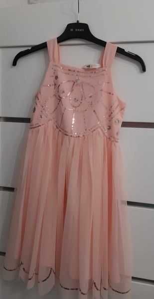 Różowa sukienka  H&M/134/idealna na wiosne