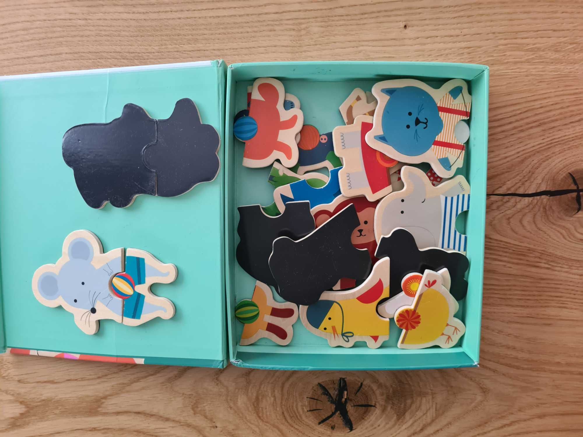 Magnetyczne puzzle drewniane zwierzątka