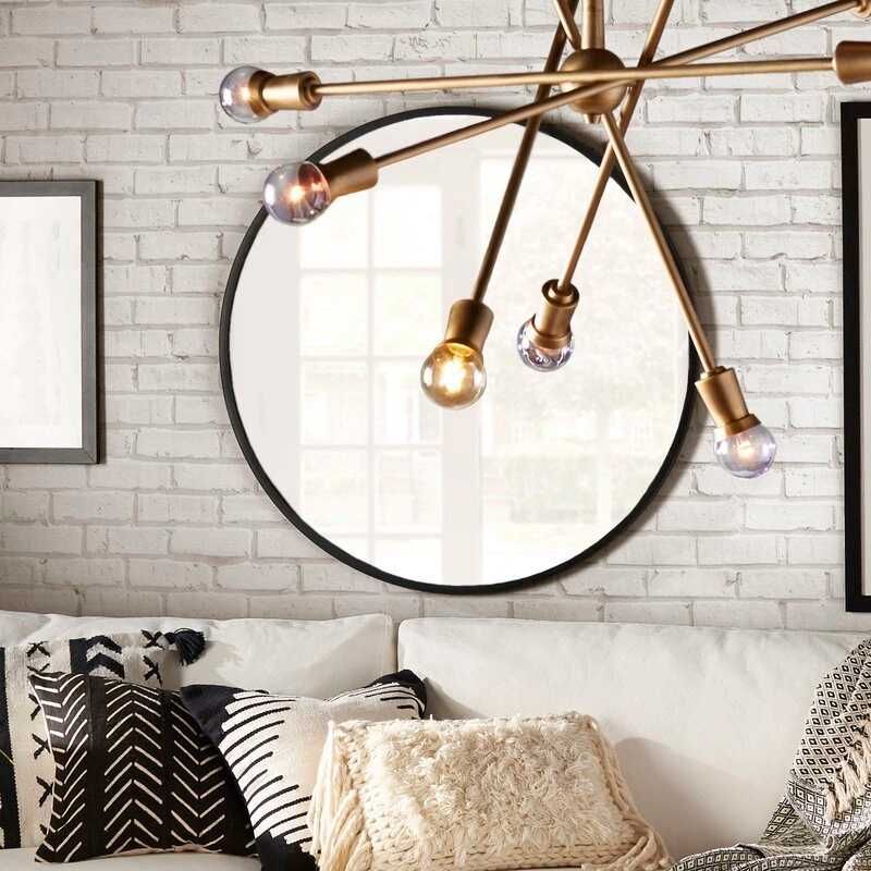 Lustro Okrągłe Ścienne Loft W Czarnej Ramie 90 cm