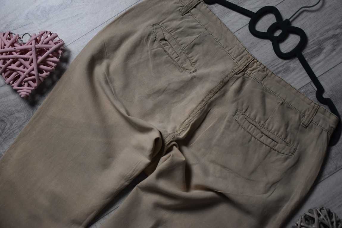 *H&M* spodnie lniane len bawełna chino chinosy beżowe_40