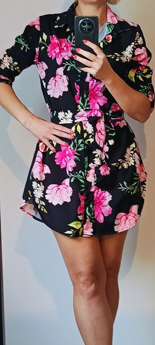 Koszula tunika sukienka w kwiaty