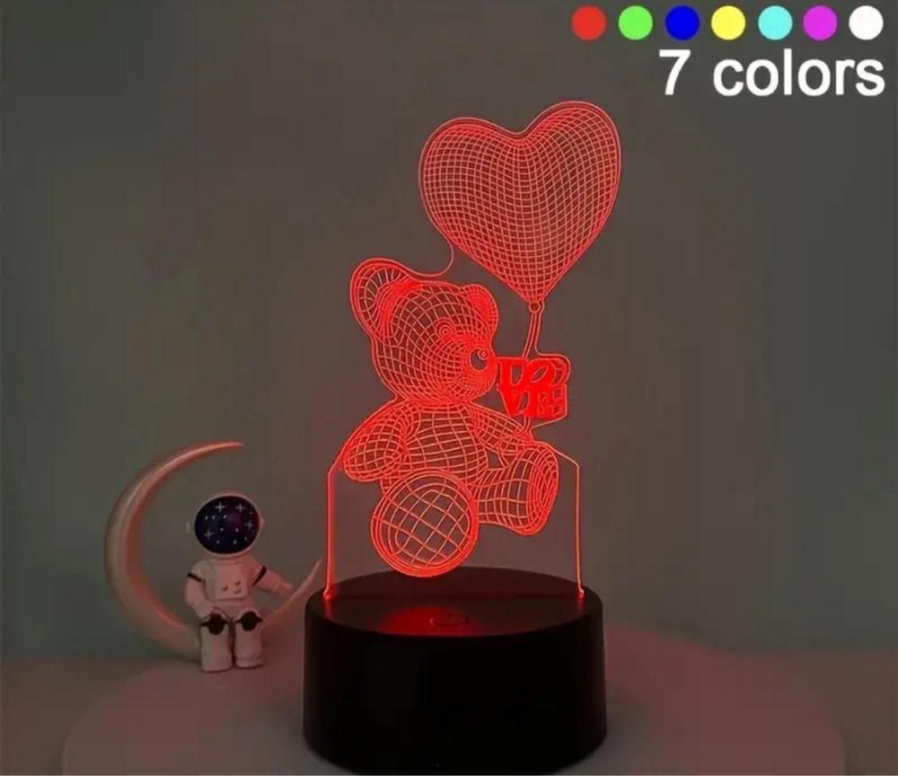 Inteligentna Lampka Nocna 3D 7 kolorow