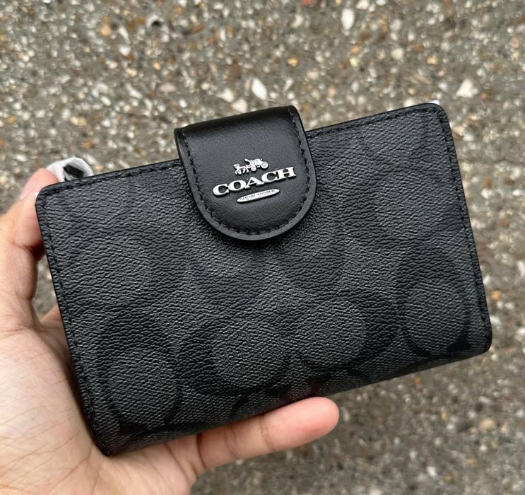 Гаманець коач coach оригінал чорний шкіряний маленький брендовий шкіра