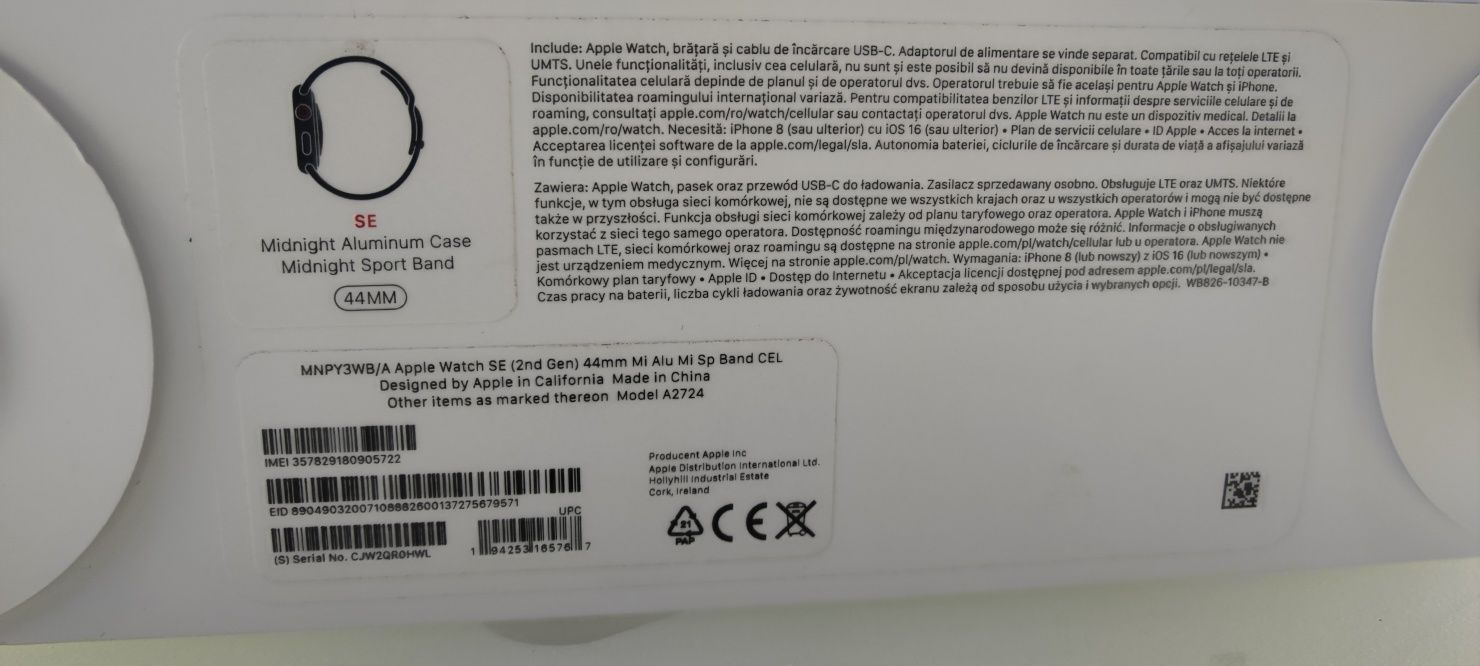 Apple Watch SE (2nd gen) 44mm Cellular /nowy/ gwarancja/