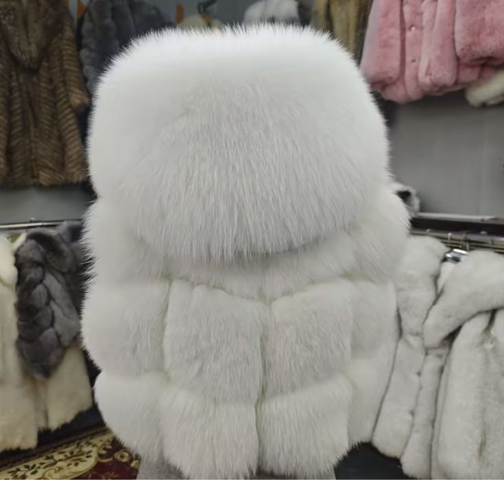 Kontantto kamizelka z futra lisa z kapturem turkus xs-5xl