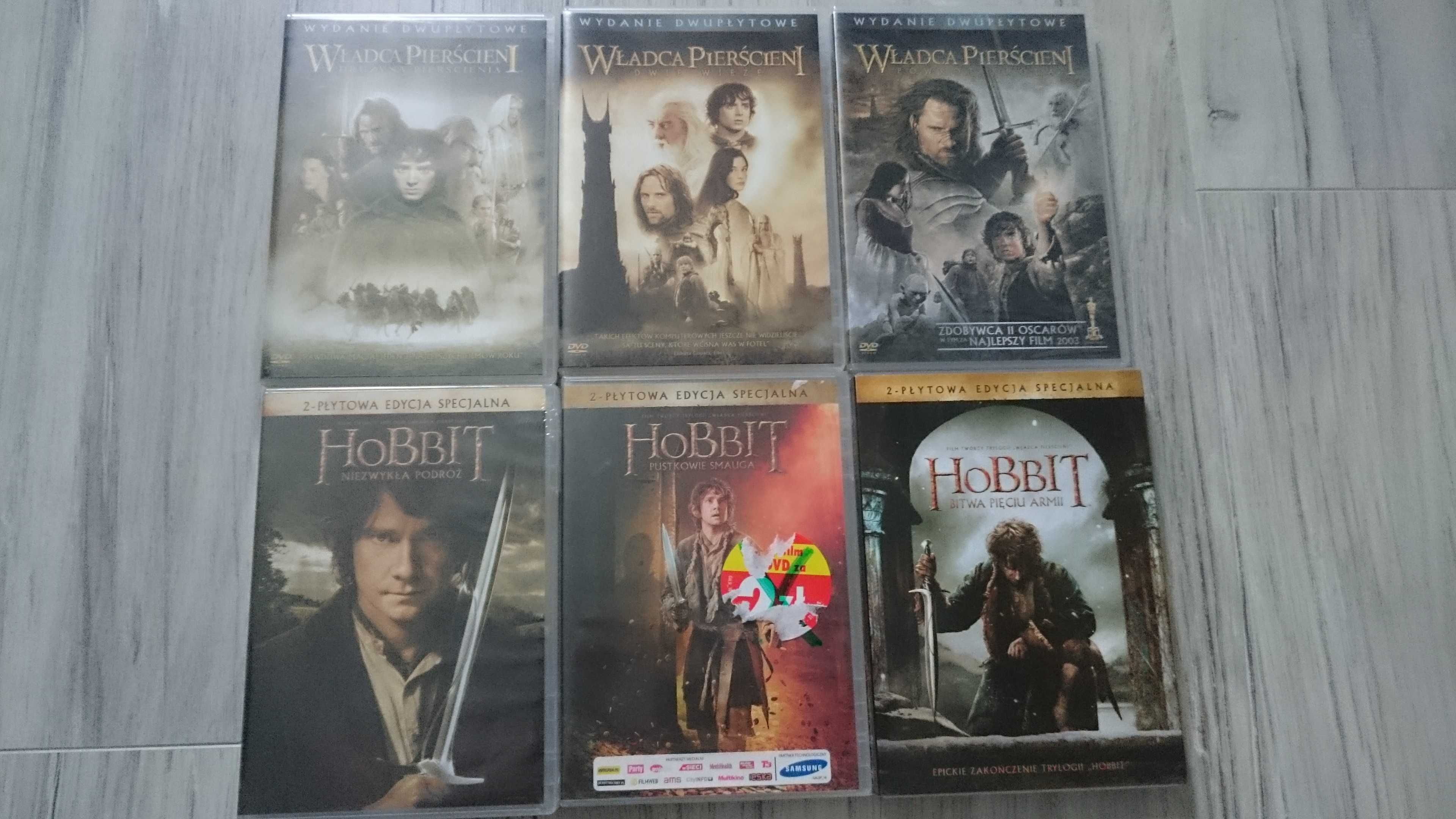 Filmy Władca Pierścieni trylogia Hobbit trylogia 12 DVD PL