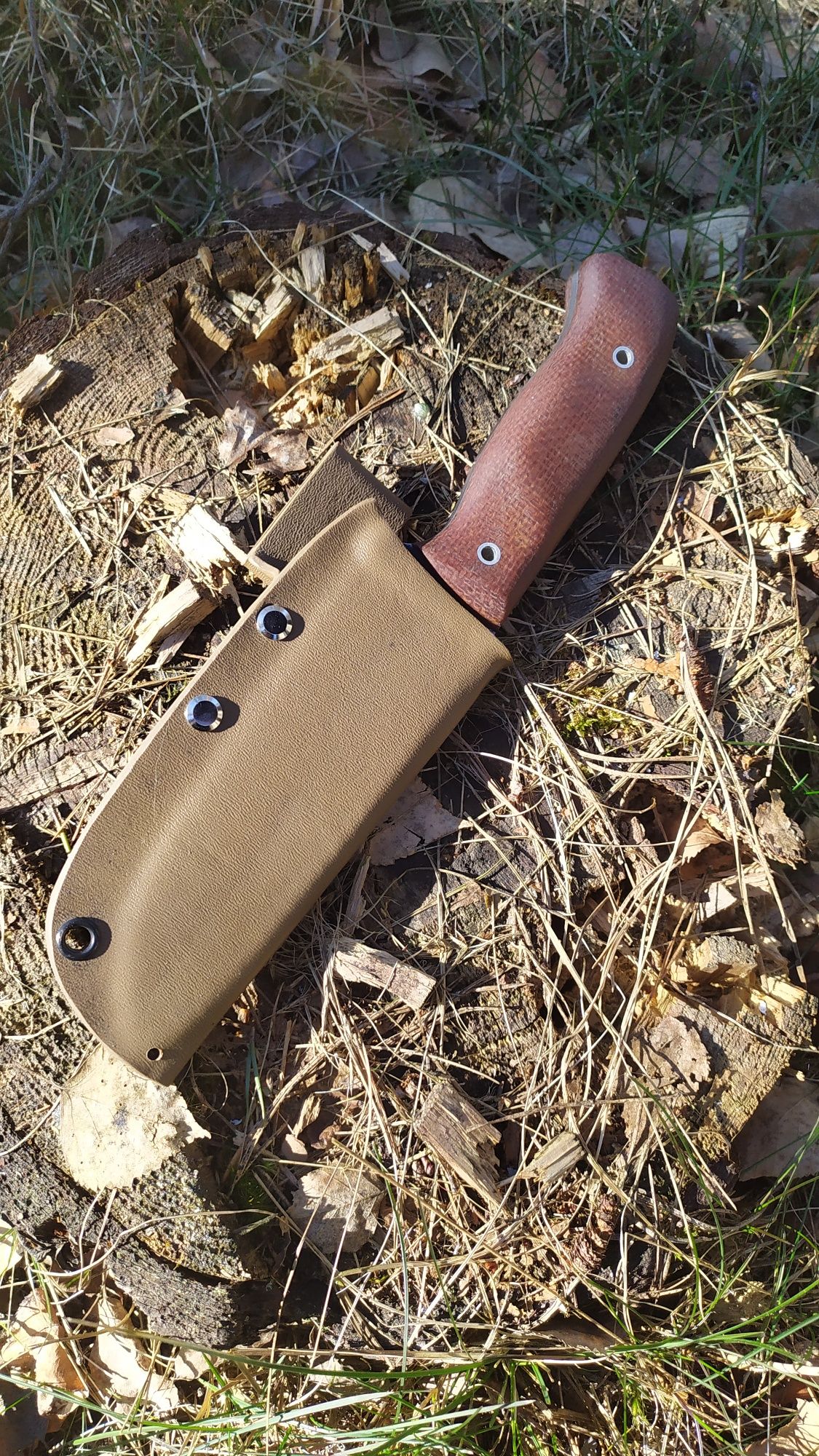 noż ręcznie robiony d2 micarta kydex