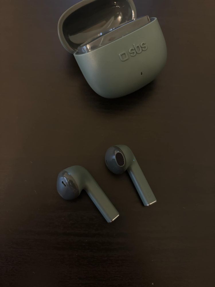 Słuchawki bezprzewodowe, douszne SBS zielone kabel USB c paragon NOWE