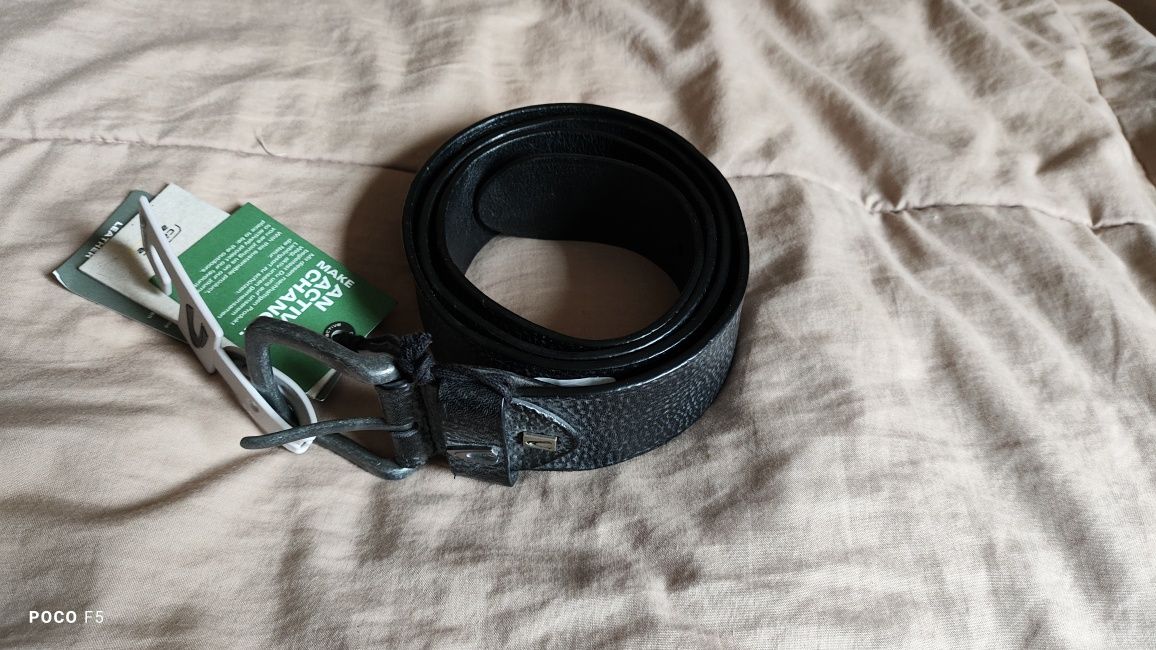 Camel Active czarny skórzany pasek szerokosci 4 cm rozm XL 110 115 cm