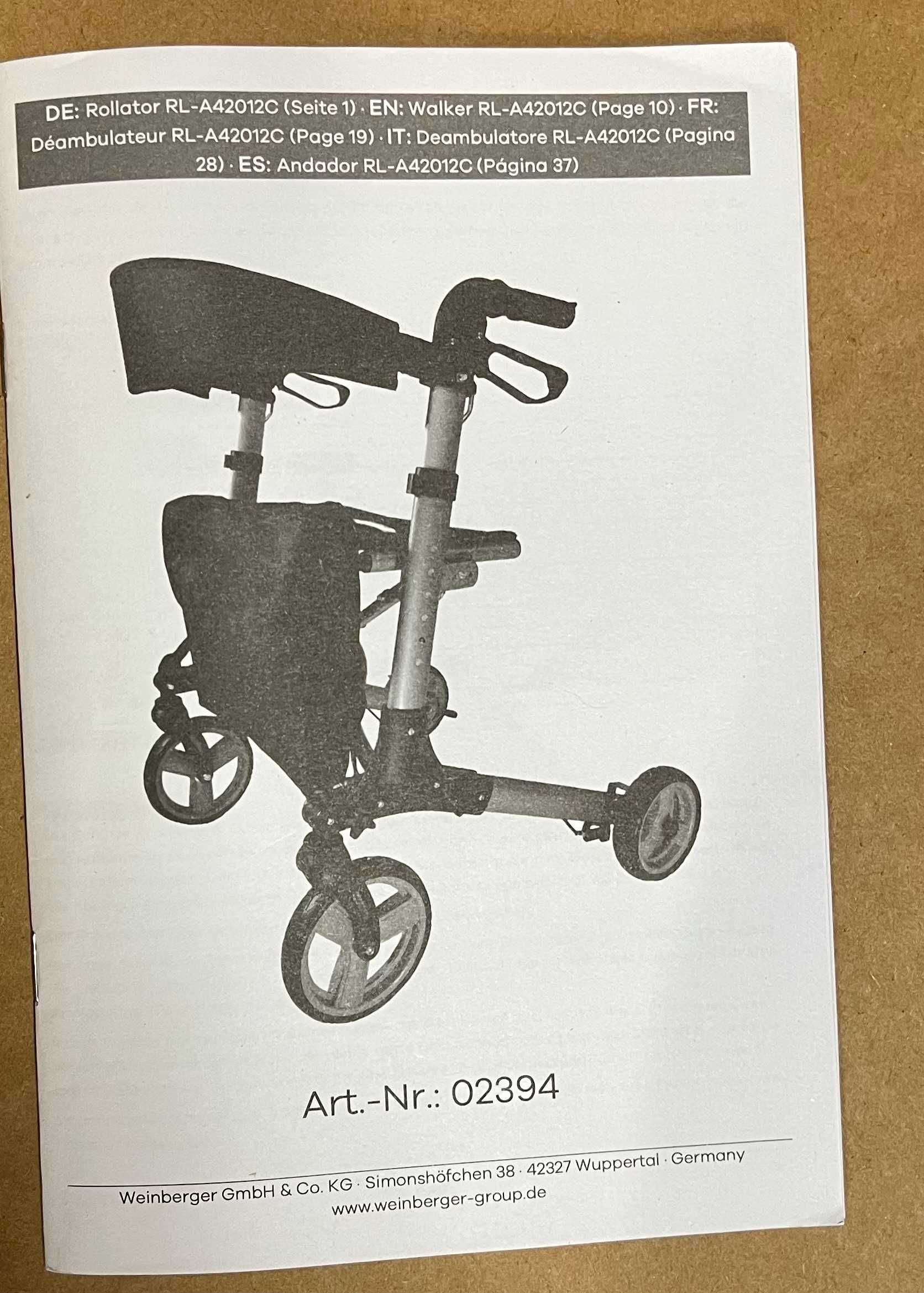 Aluminium rollator A42012C Weinberger Chodzik Balkonik