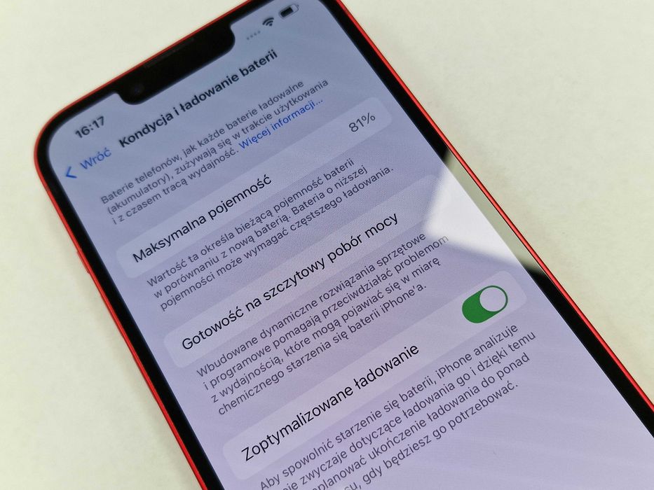 Iphone 14 128GB/ Red/ Czerwony/ Bat 81%/ Grade A + ładowarka
