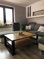 Stolik kawowy 110x60 blat dębowy loft drewno metal nowoczesny salon