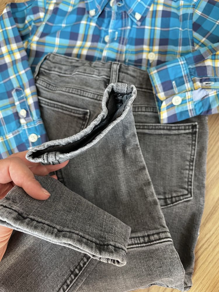 Spodnie jeansy i koszula elegancka dla chłopca r 110