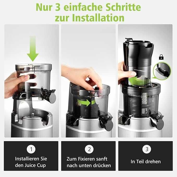 AOBOSI Slow Juicer Sokowirówka z Funkcją Odwrotną 2 Rozmiarami Filtra