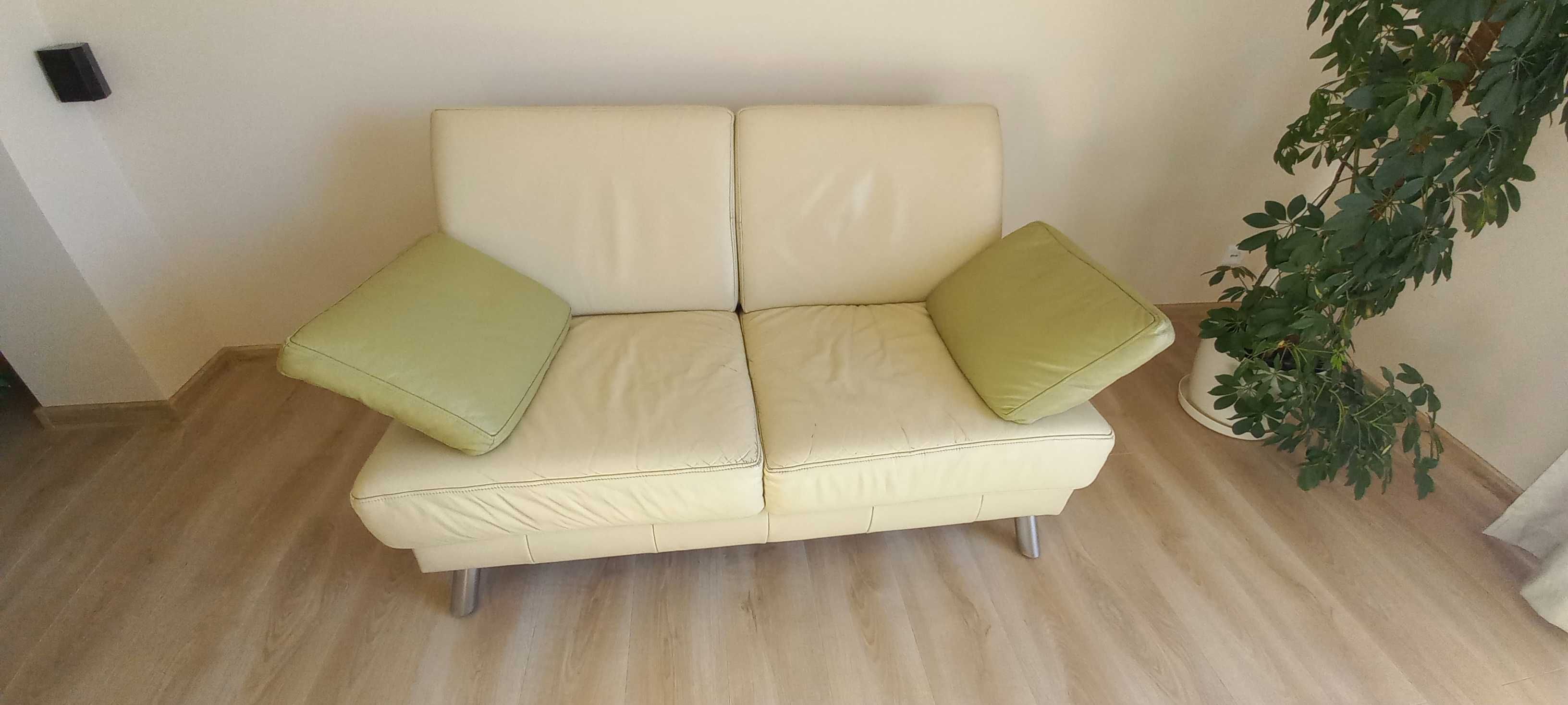 Sofa dwuosobowa skórzana 2+2+pufy