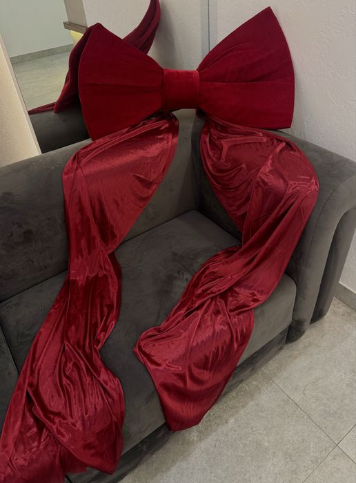 Красний святковий бант новорічний бархат на ялинку ёлку різдво декор