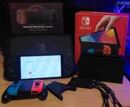 Nintendo Switch Oled 64+128 sd, повний комплект + Mobopad M6HD + кейс