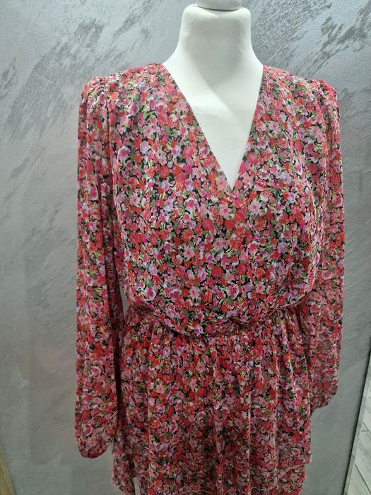 Nowa sukienka 38 kopertowa w kwiaty wesele Komunia Chrzest