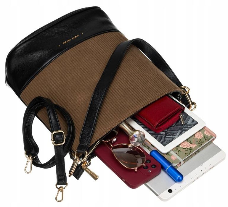 torba damska ze skóry ekologicznej z odpinanym paskiem - david jones