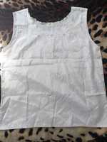 Блузка майка топ футболка літня біла з вишивкою