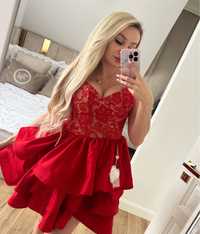 Czerwona sukienka mini princeska rozkloszowana Lou model Erine XS