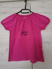 Różowa koszulka dla dziewczynki 122/128 H&M bluzka z krótkim rękawem