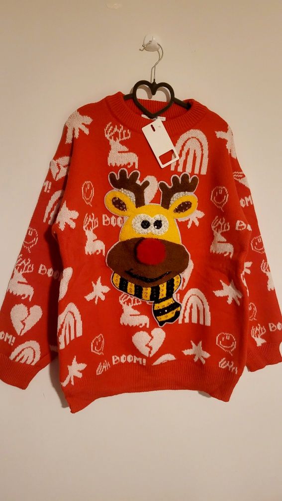 ELSA.M by May czerwony świąteczny sweter renifer xl/XXL