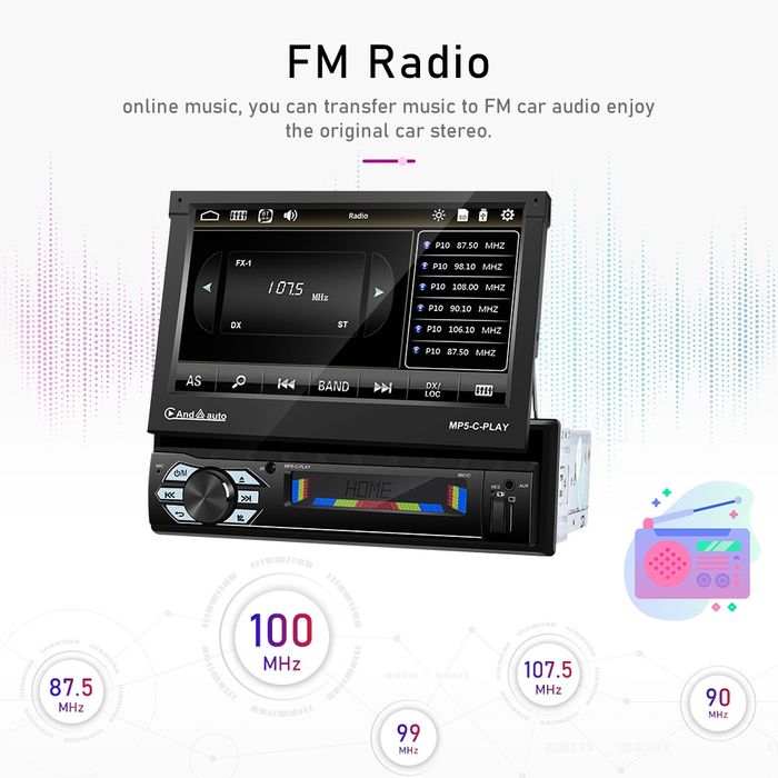 Rádio 1din 7" Retrátil (Automático) Bluetooth Touch Mirrorlink NOVO