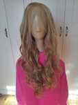 Peruka lace front 66 cm. Kręcone blond. Gratis dodatki
